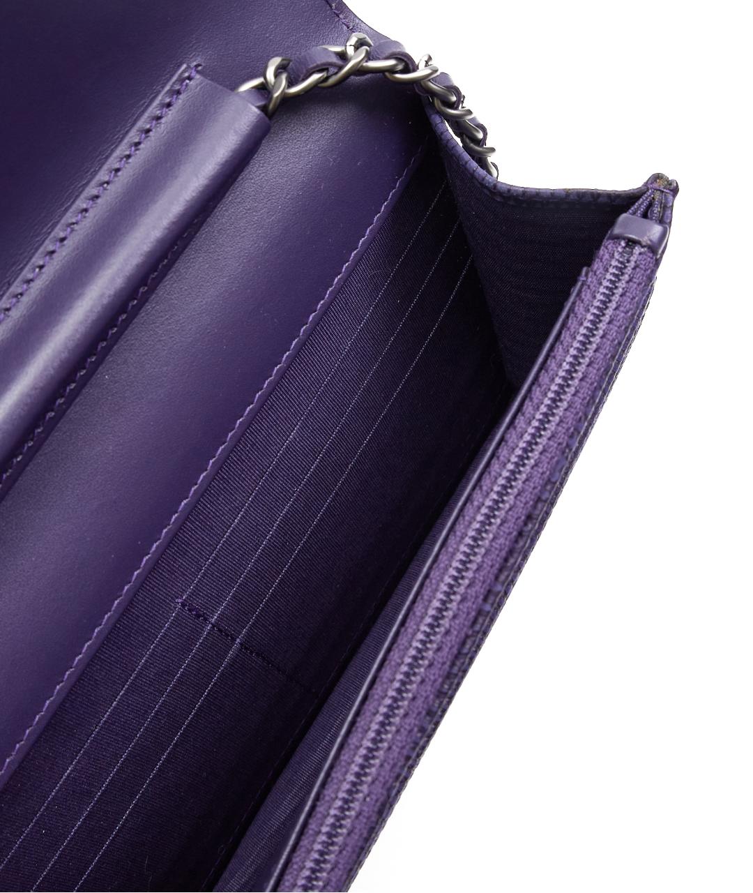 CHANEL Фиолетовая кожаная сумка через плечо, фото 7