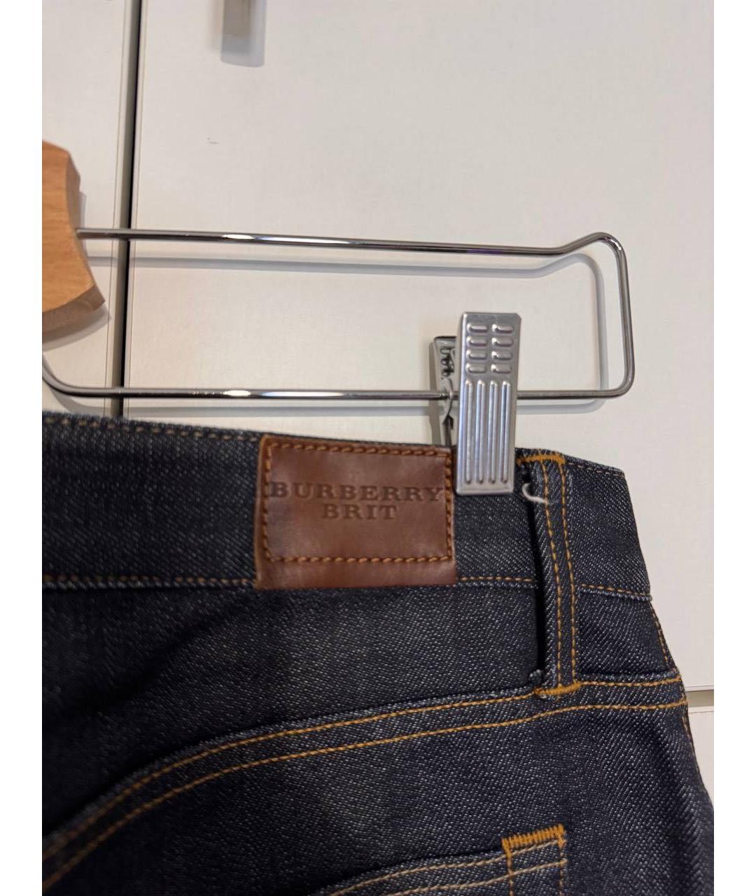 BURBERRY Темно-синие хлопковые джинсы слим, фото 4