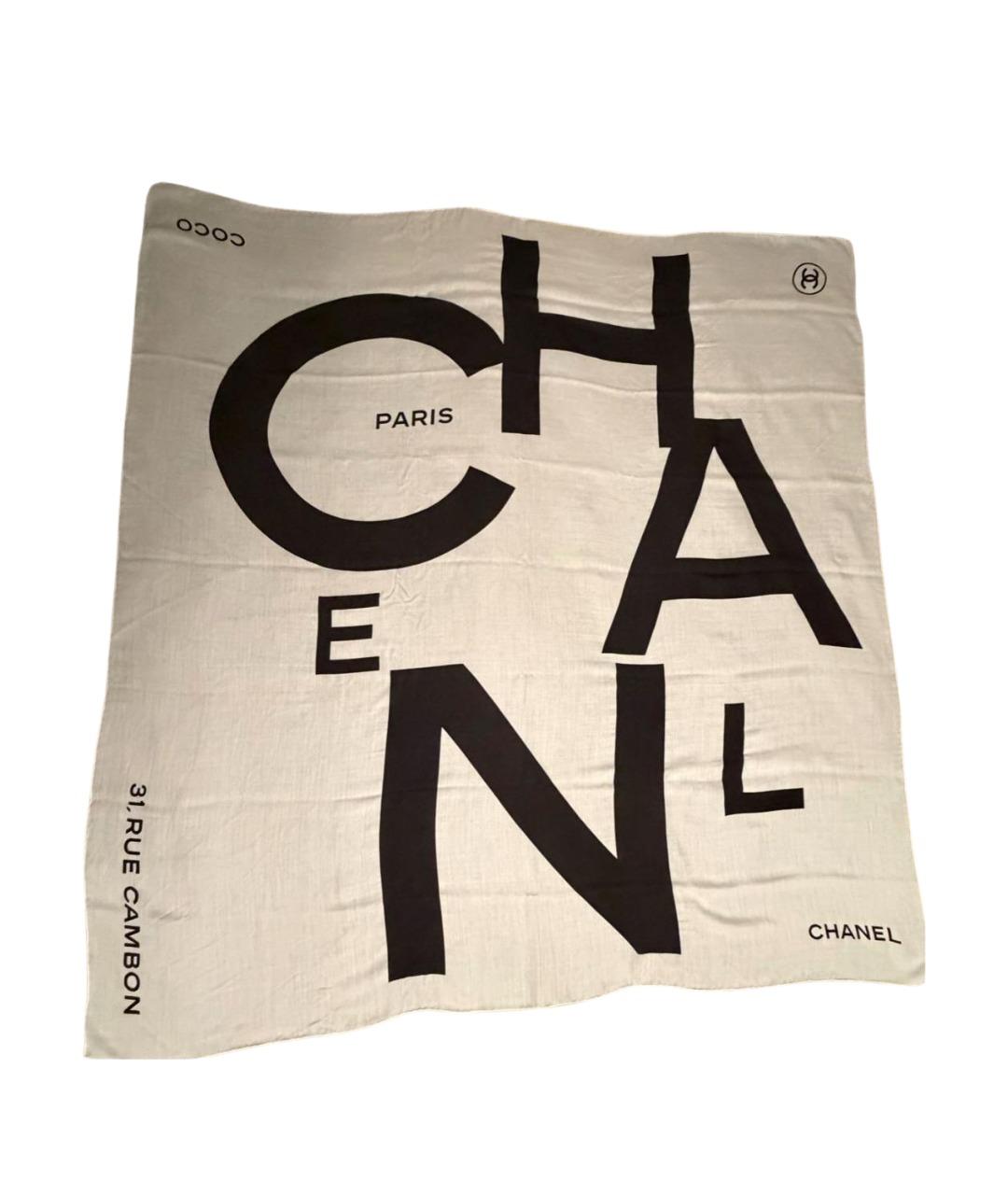 CHANEL Белый кашемировый платок, фото 1