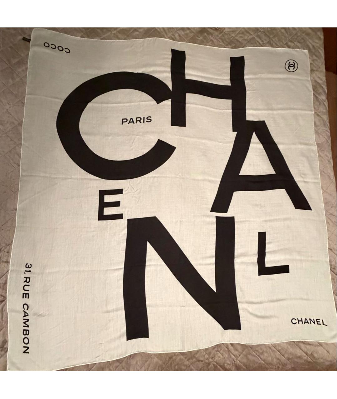 CHANEL Белый кашемировый платок, фото 9