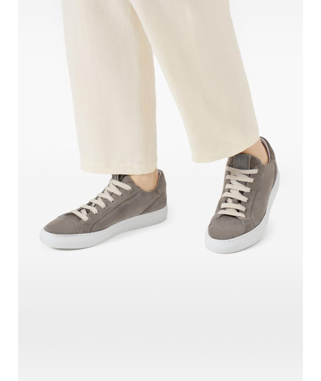 BRUNELLO CUCINELLI Серые замшевые кеды, фото 4