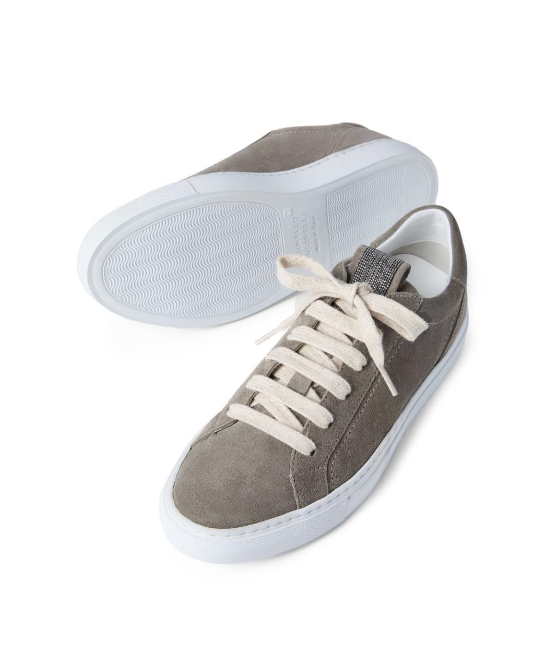 BRUNELLO CUCINELLI Серые замшевые кеды, фото 5