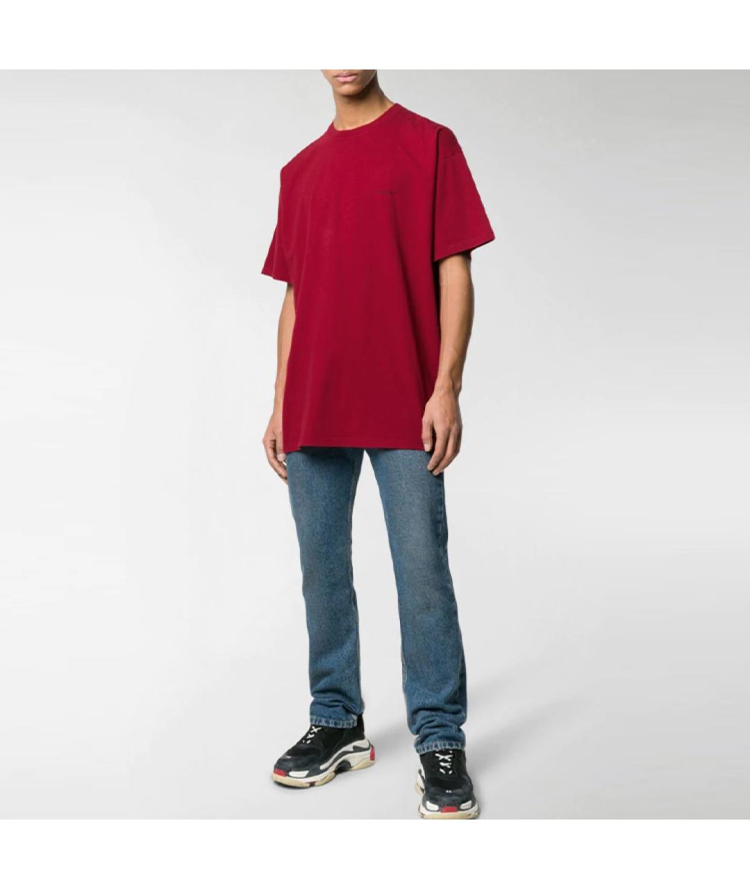 BALENCIAGA Бордовая хлопковая футболка, фото 2