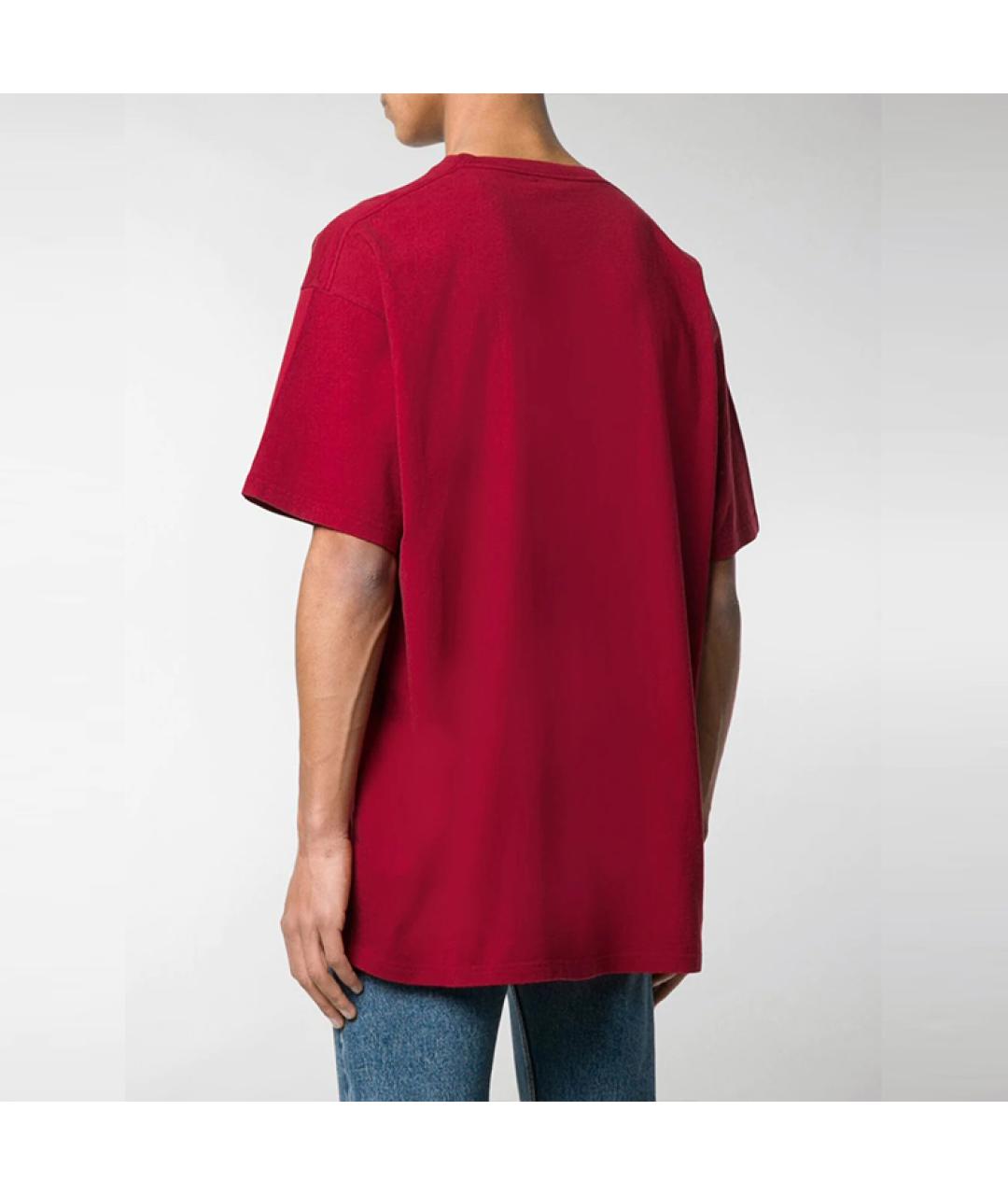 BALENCIAGA Бордовая хлопковая футболка, фото 4
