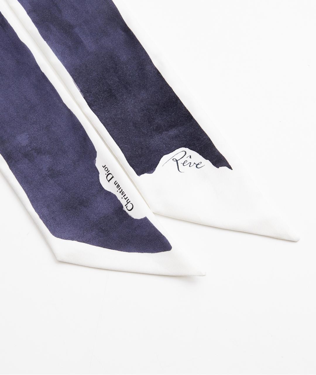 CHRISTIAN DIOR Синий шелковый шарф, фото 7