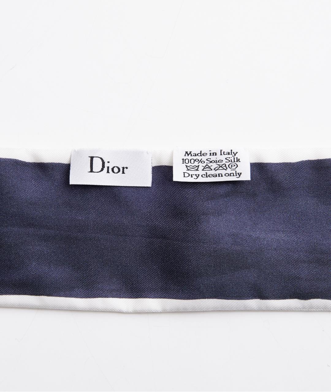 CHRISTIAN DIOR Синий шелковый шарф, фото 8