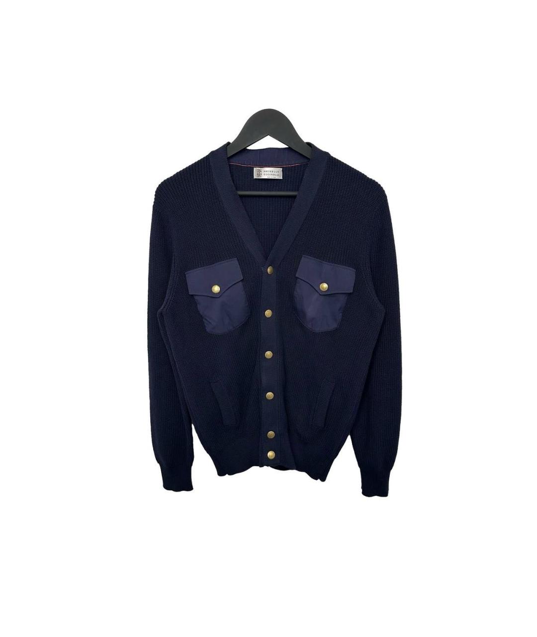 BRUNELLO CUCINELLI Темно-синий хлопковый кардиган, фото 4