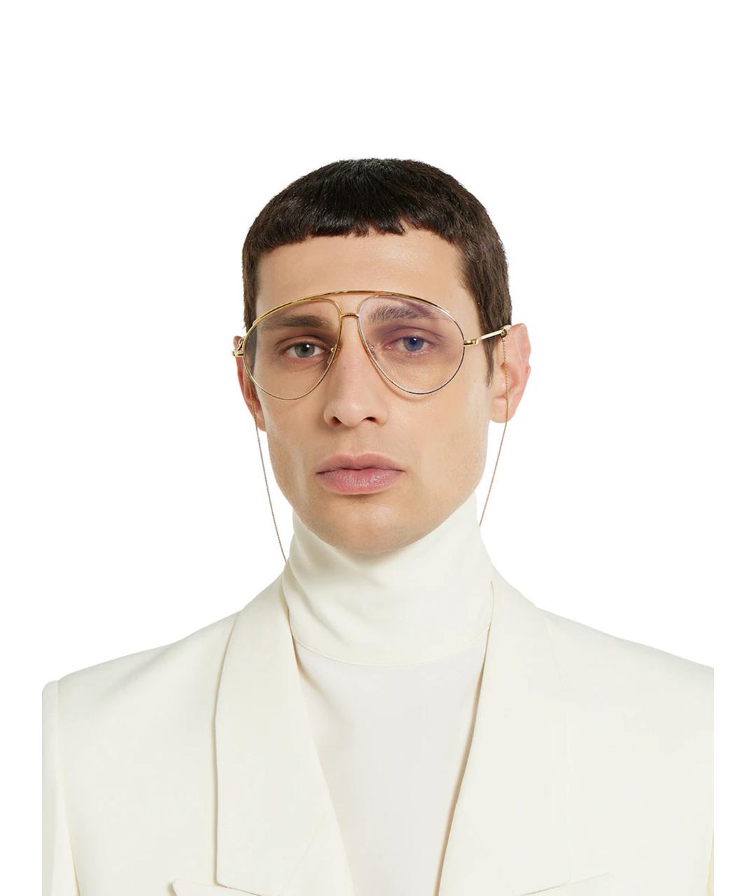 GUCCI Золотые металлические солнцезащитные очки, фото 2