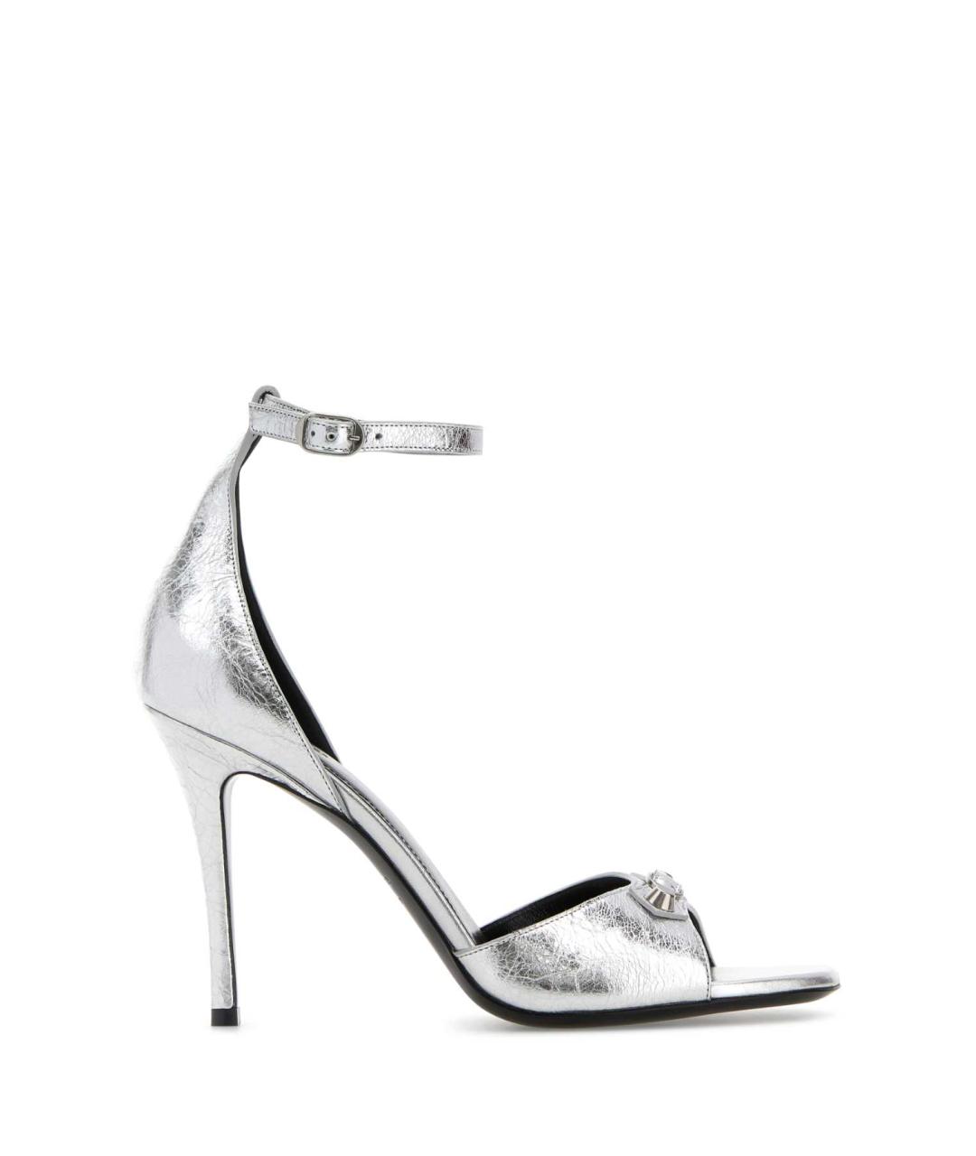BALENCIAGA Серебряные кожаные босоножки, фото 1