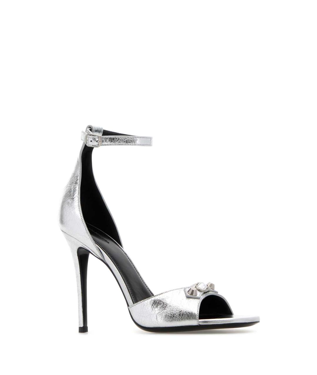 BALENCIAGA Серебряные кожаные босоножки, фото 2