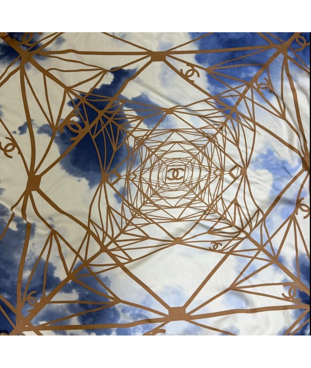 CHANEL Голубой шелковый платок, фото 3