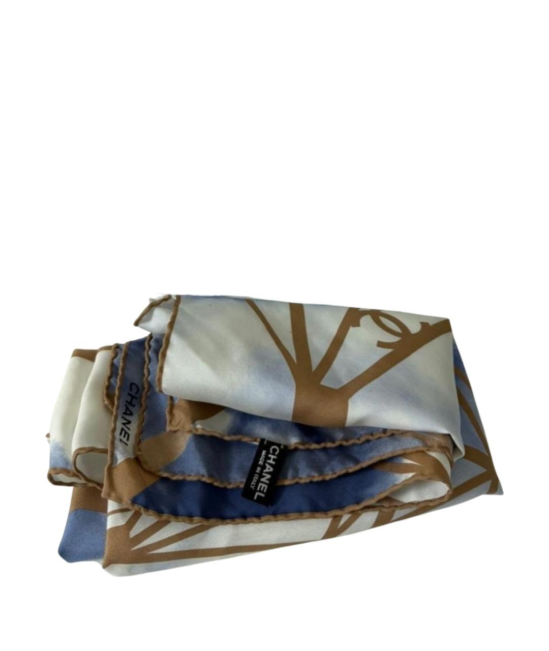 CHANEL Голубой шелковый платок, фото 1