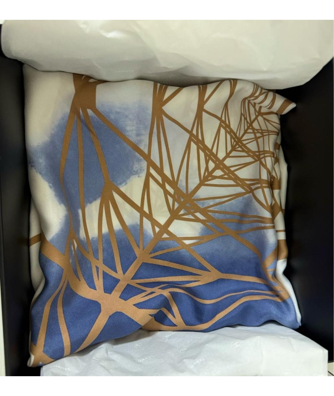 CHANEL Голубой шелковый платок, фото 2