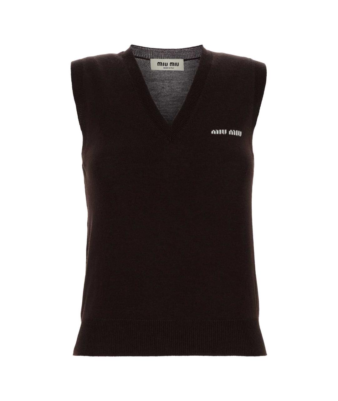 MIU MIU Коричневая шерстяная жилетка, фото 1