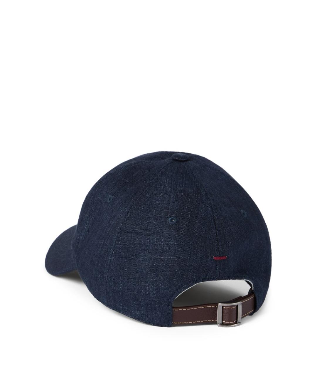 BRUNELLO CUCINELLI Синяя льняная кепка/бейсболка, фото 2