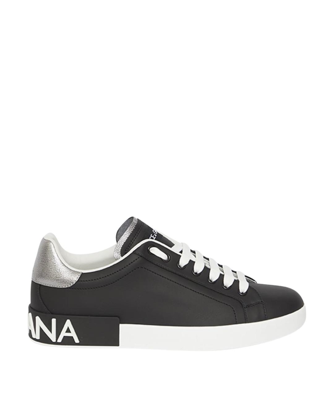 DOLCE&GABBANA Черные кожаные низкие кроссовки / кеды, фото 1