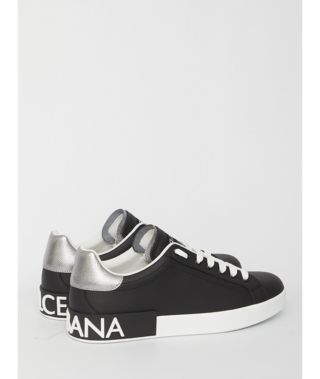DOLCE&GABBANA Черные кожаные низкие кроссовки / кеды, фото 2