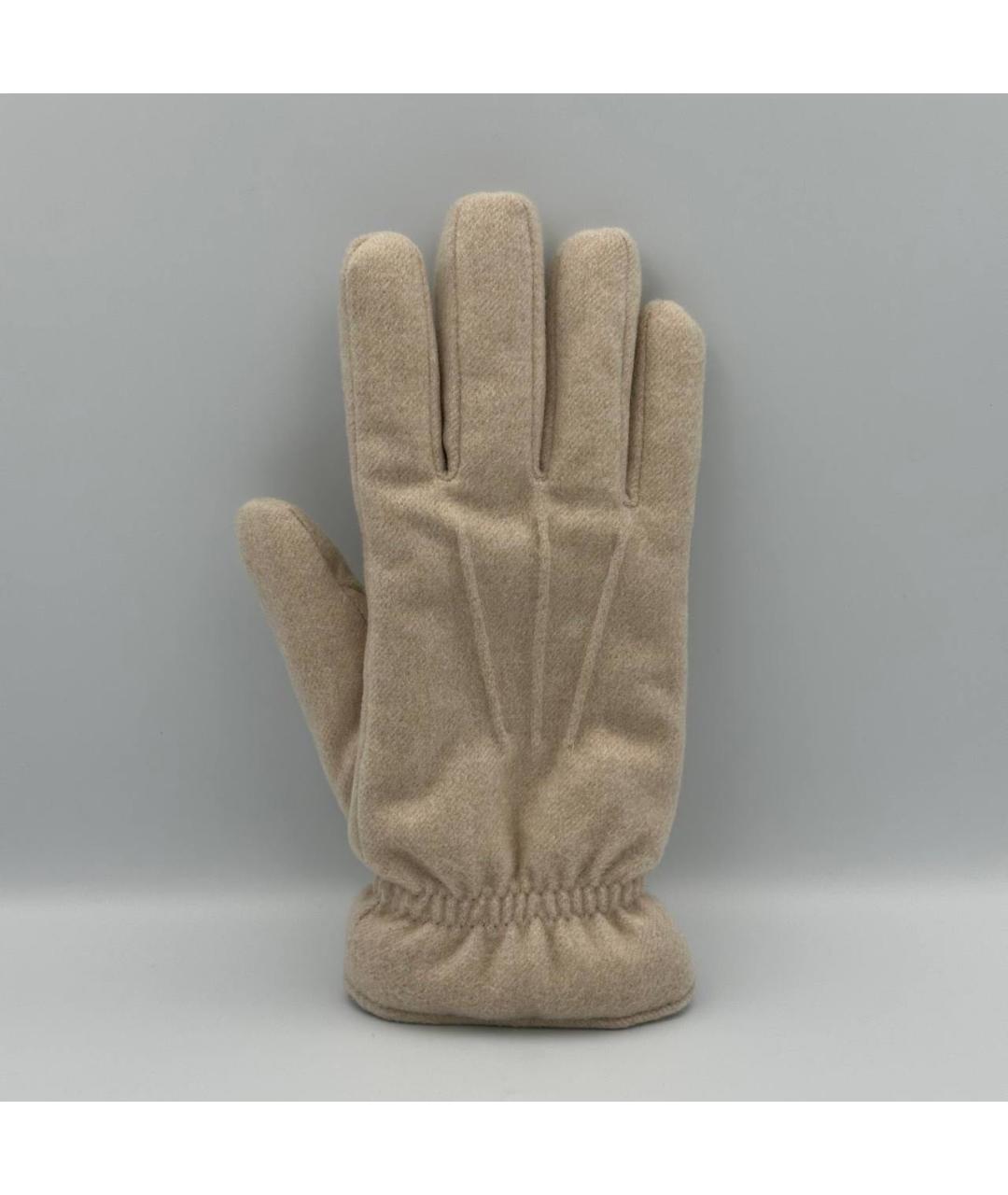 LORO PIANA Бежевые шерстяные перчатки, фото 2