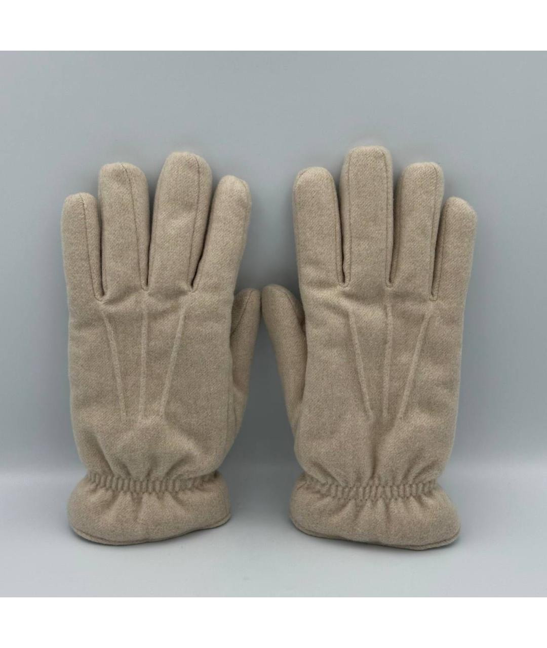 LORO PIANA Бежевые шерстяные перчатки, фото 4