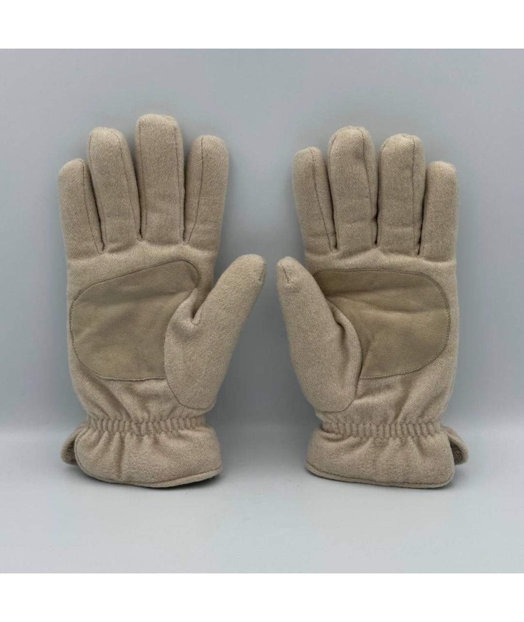 LORO PIANA Бежевые шерстяные перчатки, фото 3