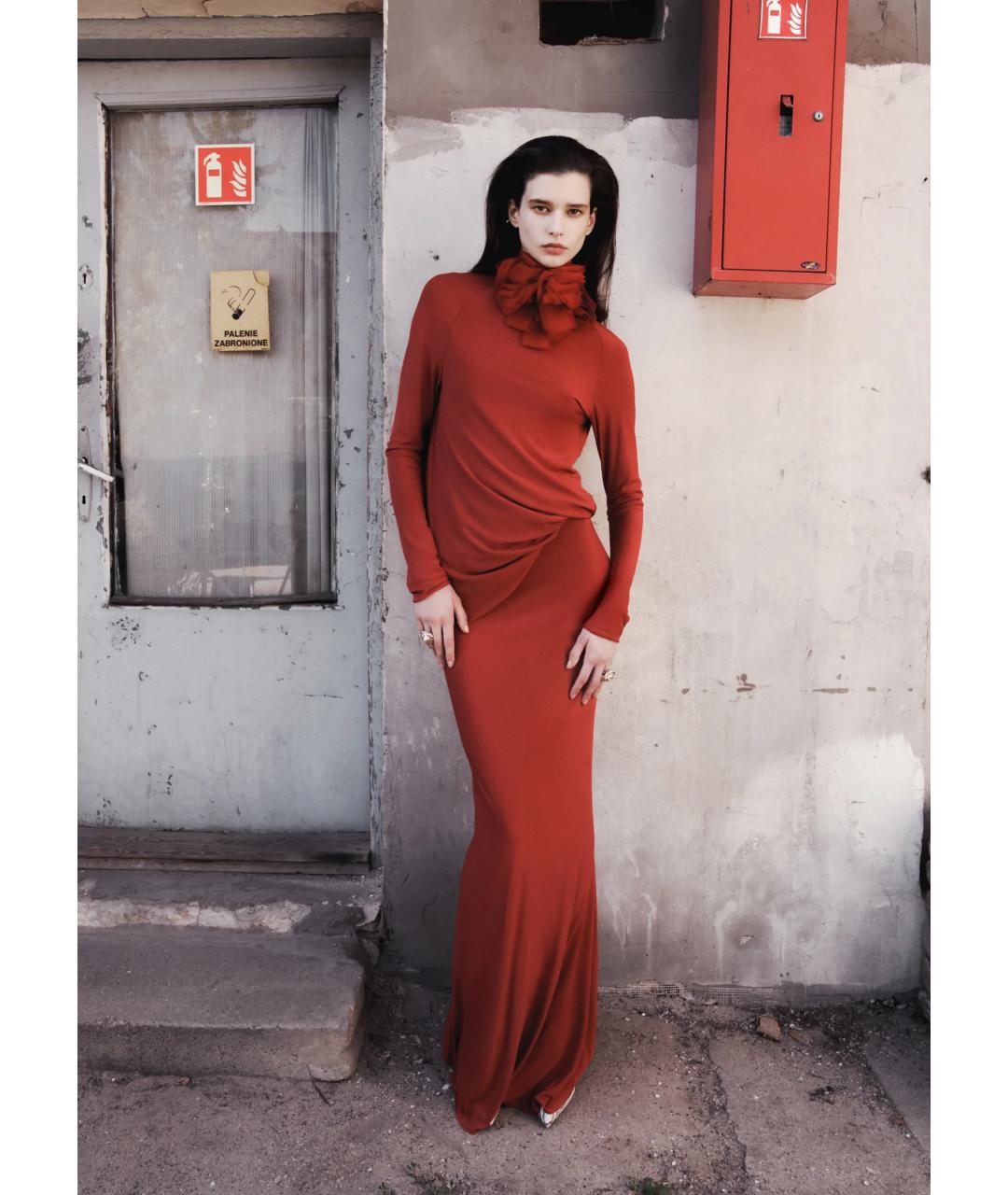 MAGDA BUTRYM Красное вискозное вечернее платье, фото 6