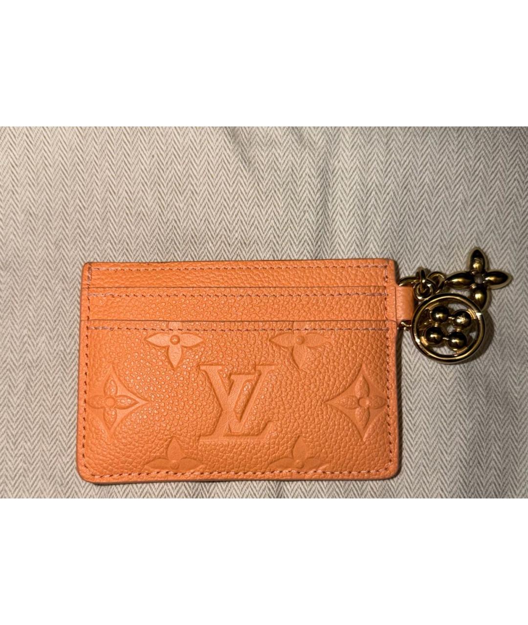 LOUIS VUITTON Оранжевая кожаная визитница, фото 2