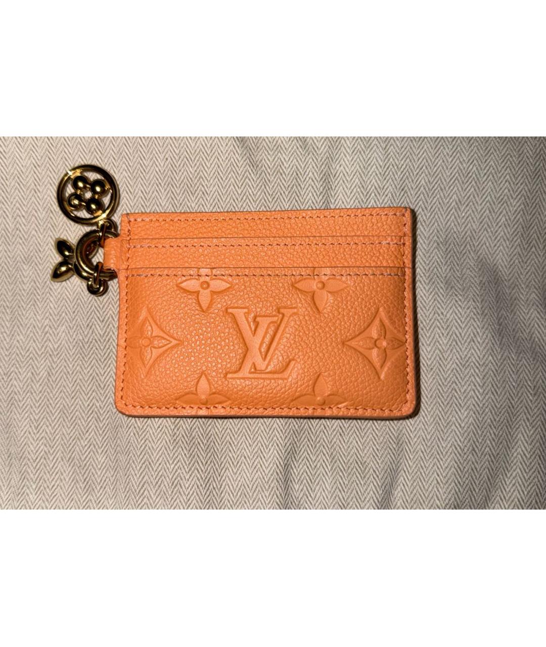 LOUIS VUITTON Оранжевая кожаная визитница, фото 3