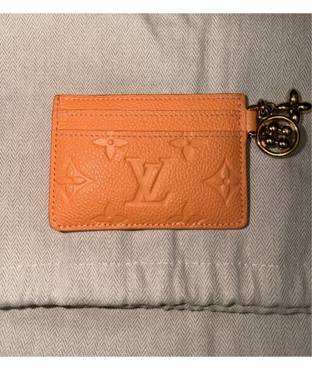 LOUIS VUITTON Оранжевая кожаная визитница, фото 4