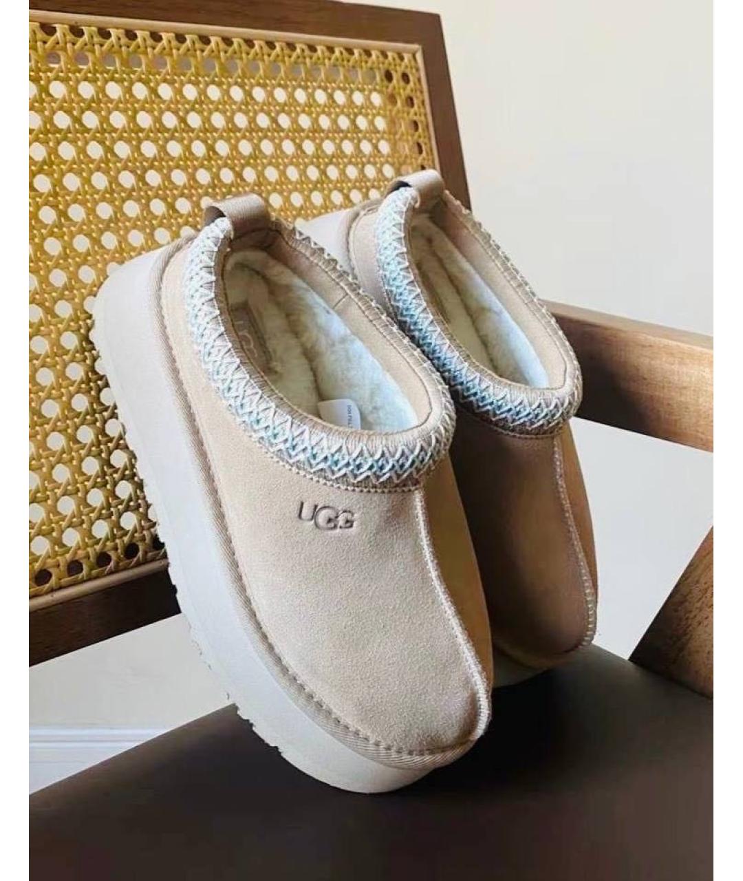 UGG AUSTRALIA Бежевые замшевые сабо, фото 6