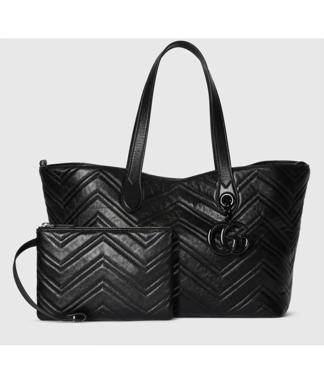 GUCCI Черная кожаная сумка тоут, фото 7