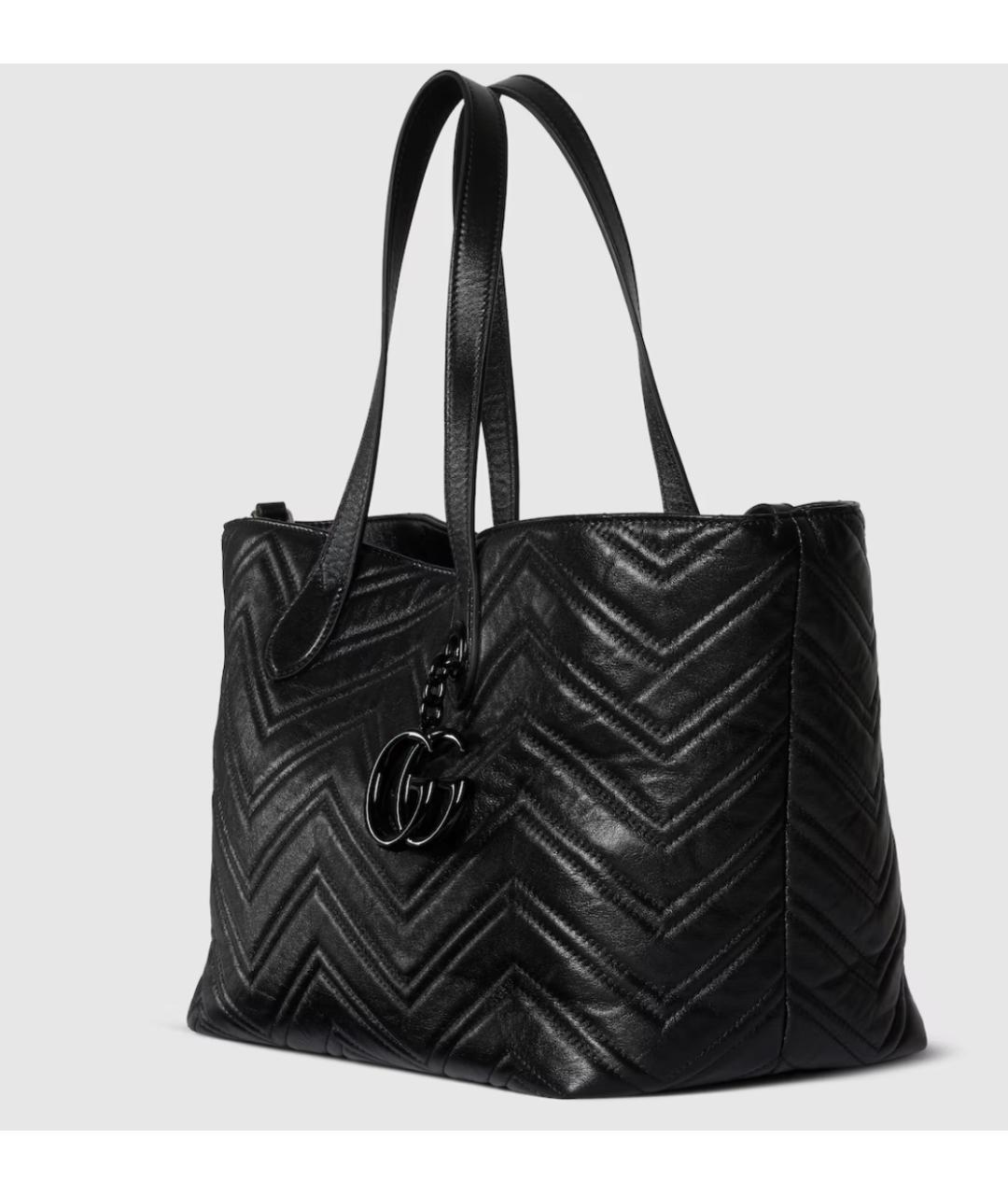 GUCCI Черная кожаная сумка тоут, фото 3