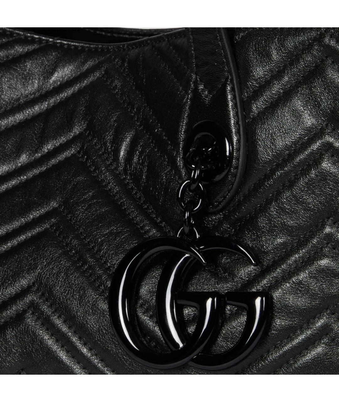 GUCCI Черная кожаная сумка тоут, фото 5