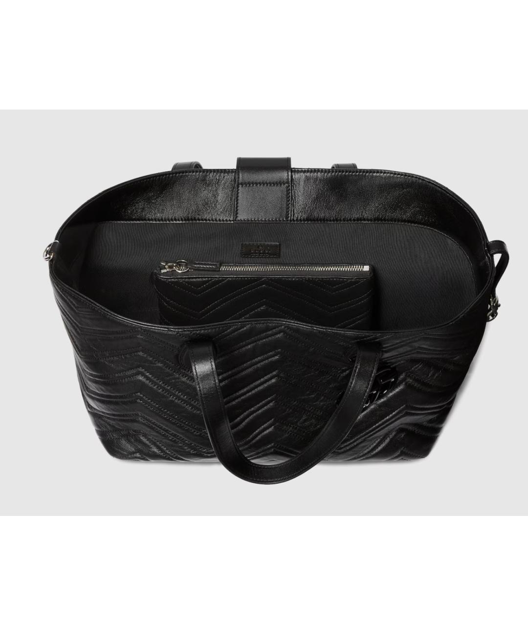 GUCCI Черная кожаная сумка тоут, фото 6