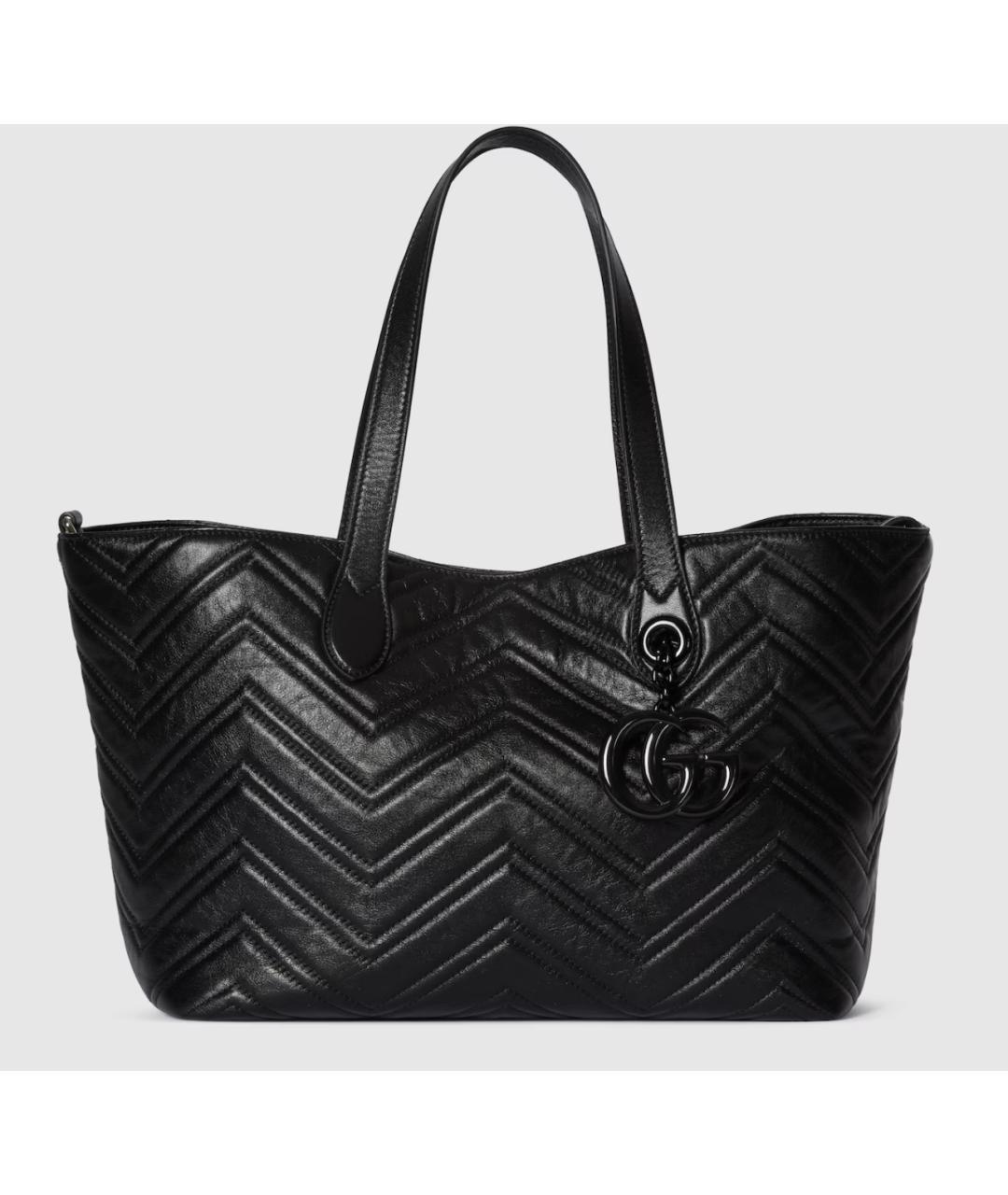 GUCCI Черная кожаная сумка тоут, фото 2