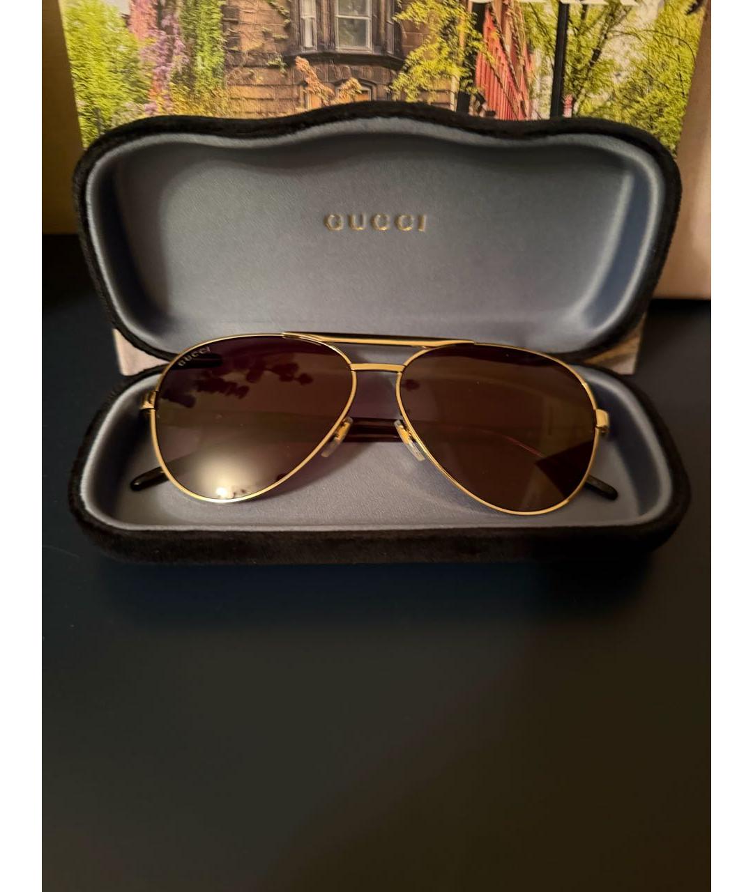 GUCCI Белые металлические солнцезащитные очки, фото 3