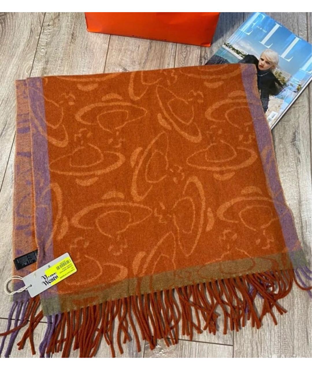 VIVIENNE WESTWOOD Оранжевый шерстяной шарф, фото 7
