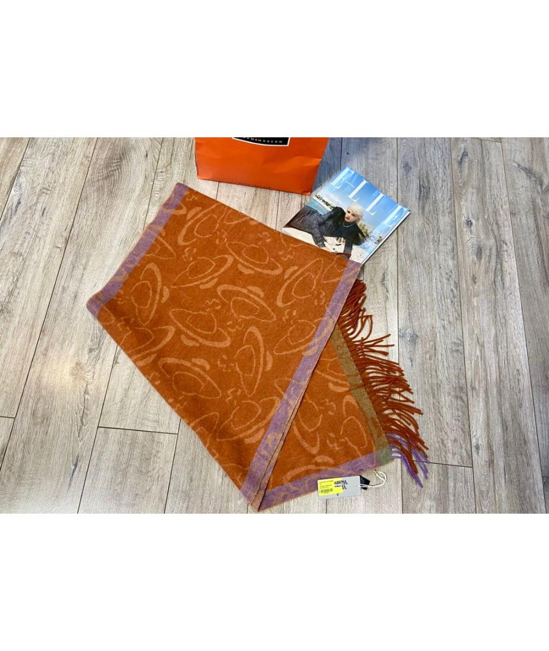 VIVIENNE WESTWOOD Оранжевый шерстяной шарф, фото 5