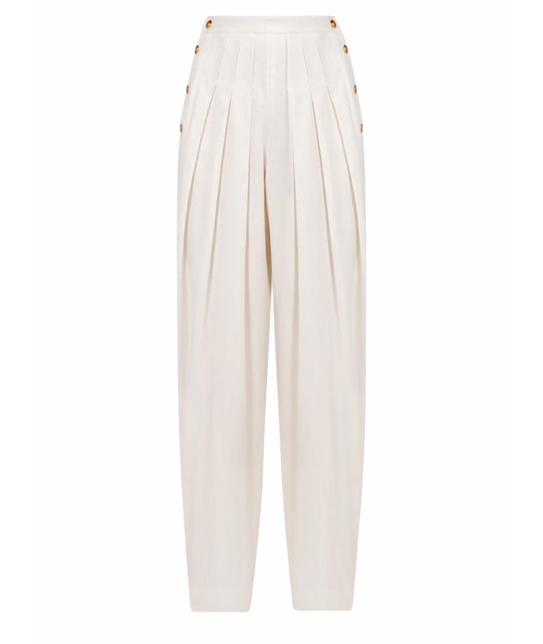 LORO PIANA Белые льняные брюки узкие, фото 1