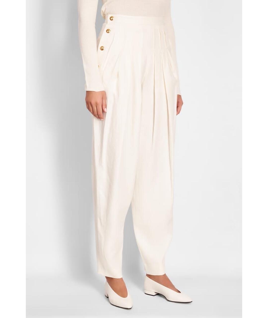 LORO PIANA Белые льняные брюки узкие, фото 5