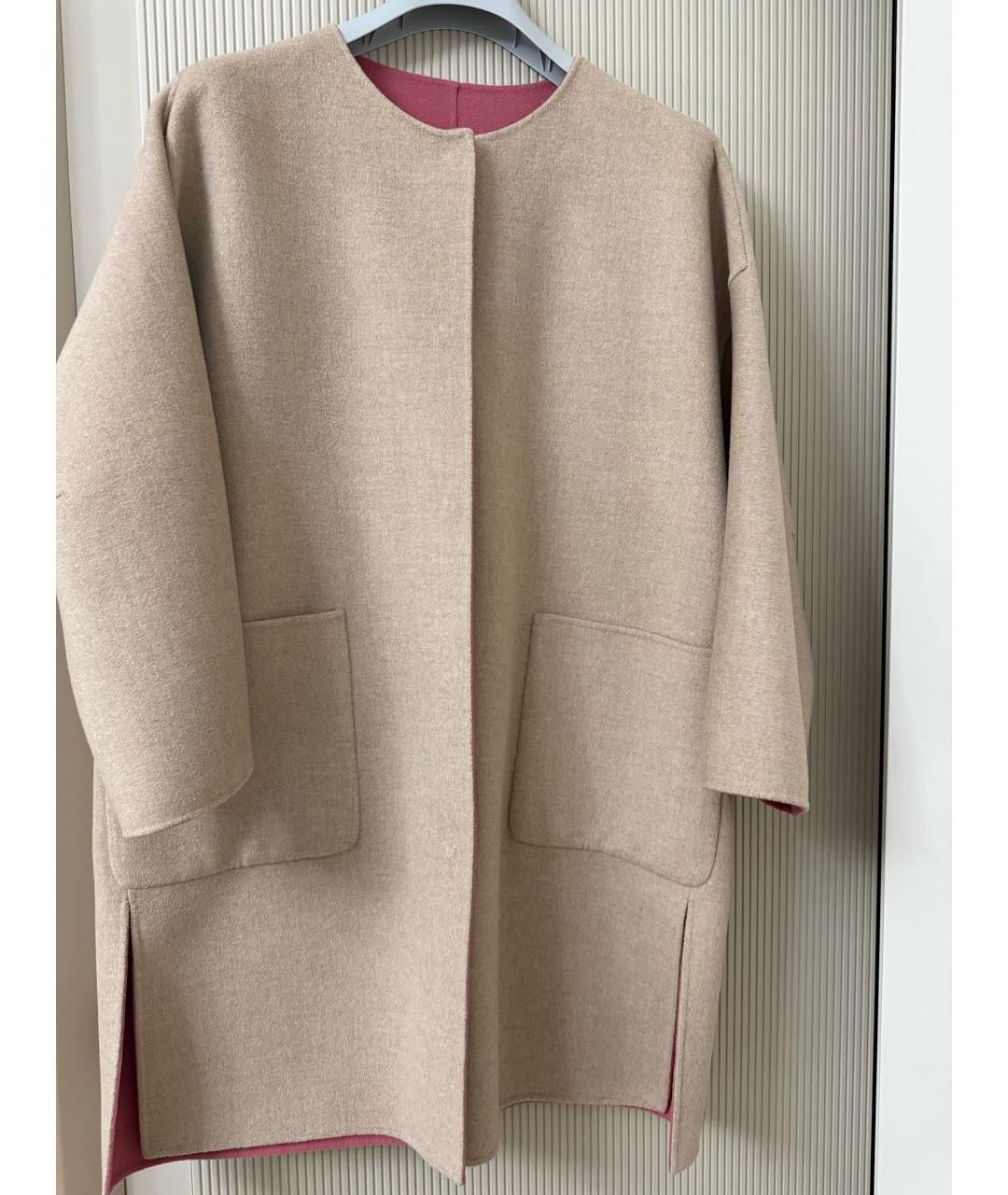 WEEKEND MAX MARA Бежевое шерстяное пальто, фото 8