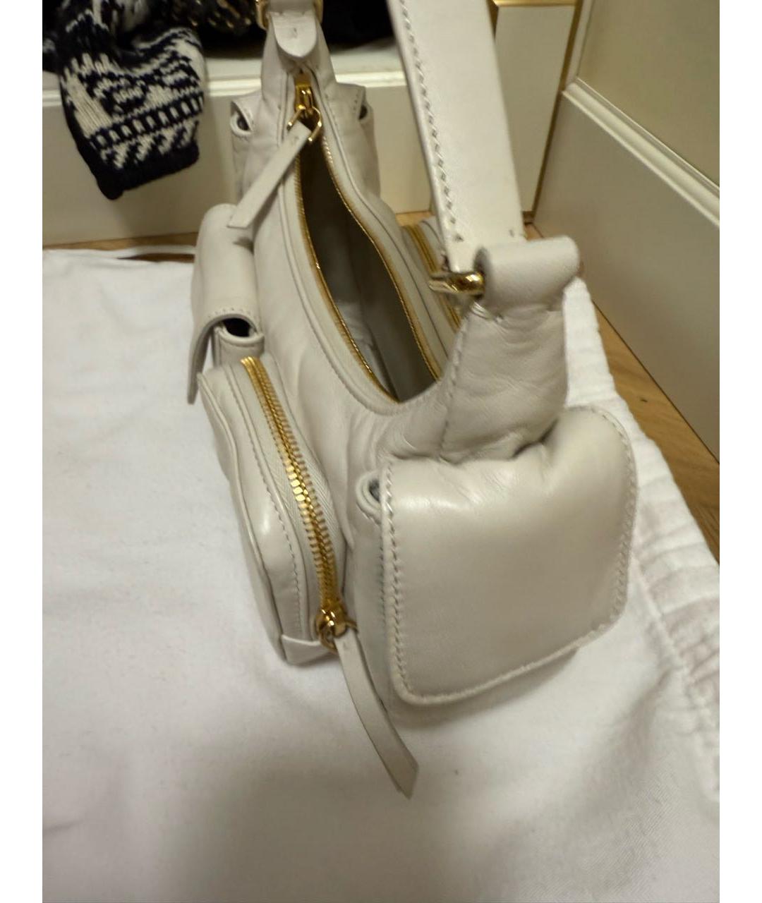 MIU MIU Белая кожаная сумка с короткими ручками, фото 4
