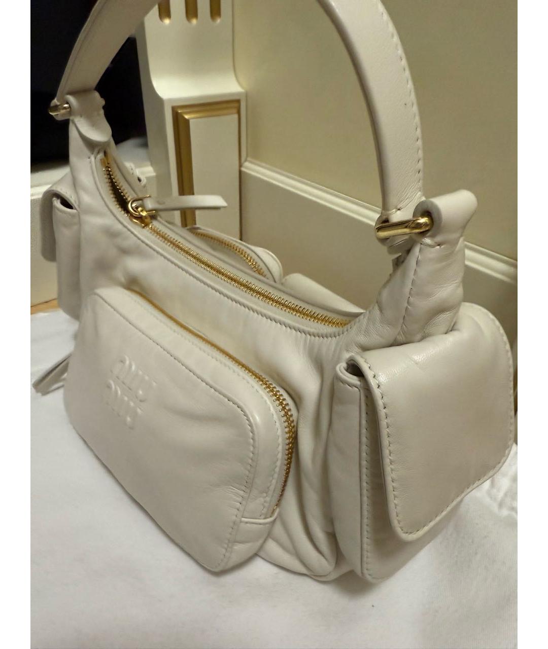 MIU MIU Белая кожаная сумка с короткими ручками, фото 2