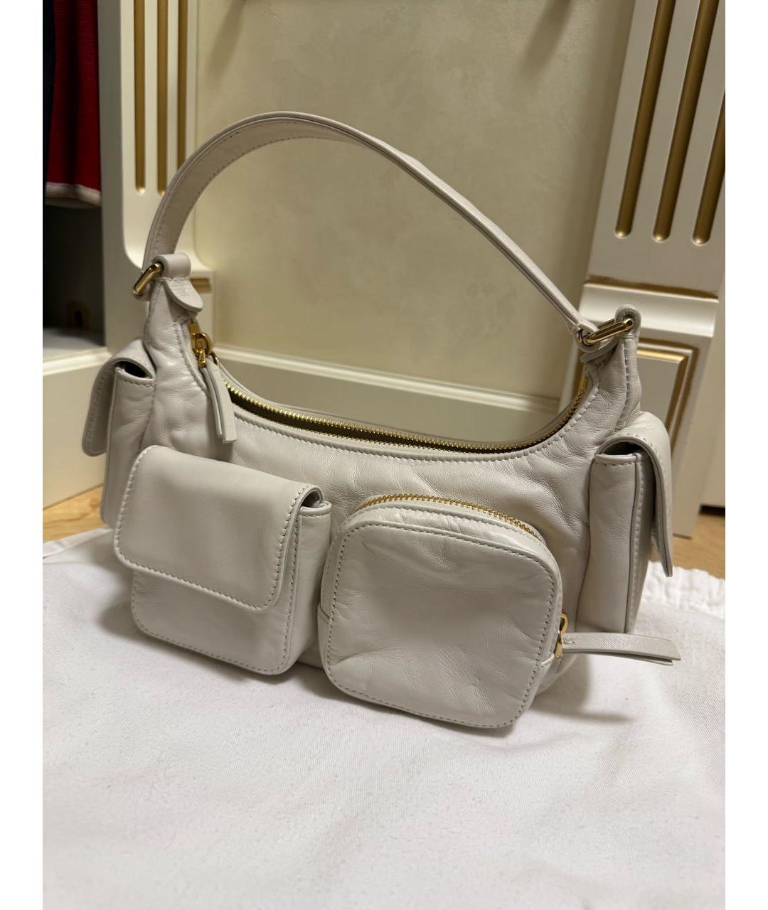 MIU MIU Белая кожаная сумка с короткими ручками, фото 3