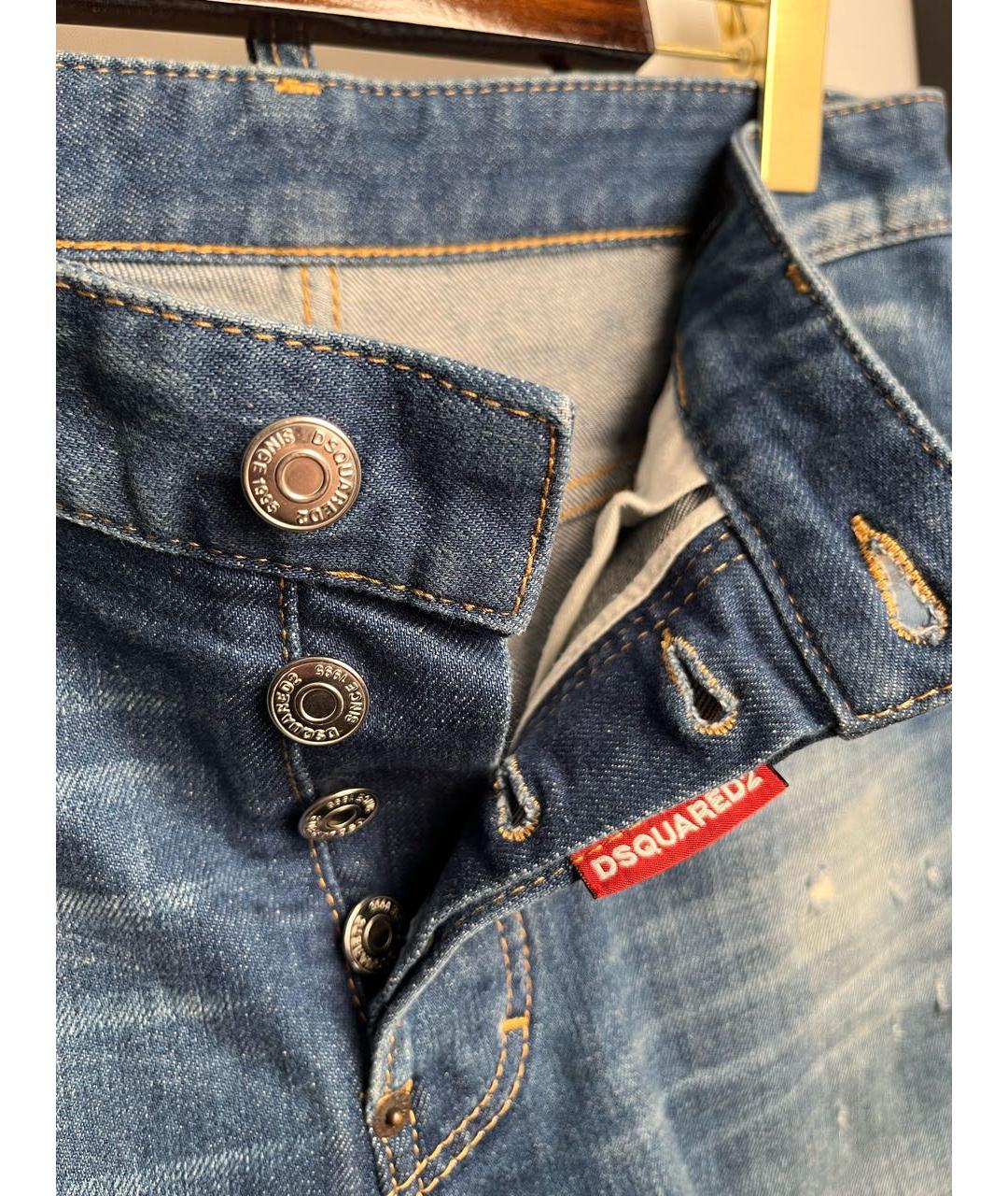 DSQUARED2 Синие хлопко-эластановые джинсы скинни, фото 3