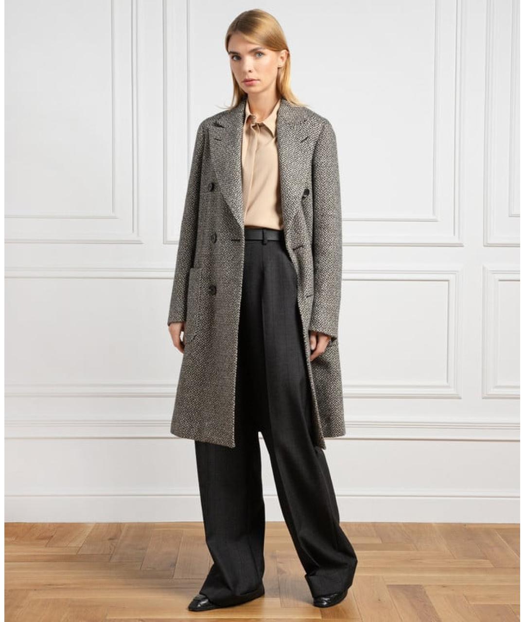 LORO PIANA Серые шерстяные брюки широкие, фото 2