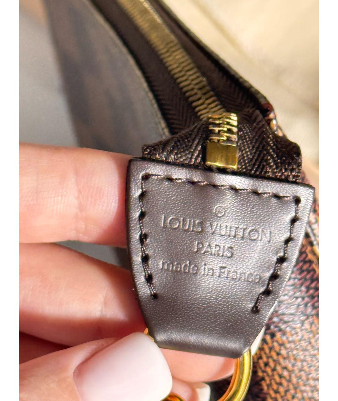 LOUIS VUITTON Коричневая кожаная сумка с короткими ручками, фото 4