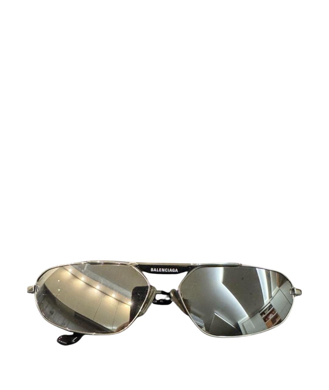 BALENCIAGA Серебряные металлические солнцезащитные очки, фото 1