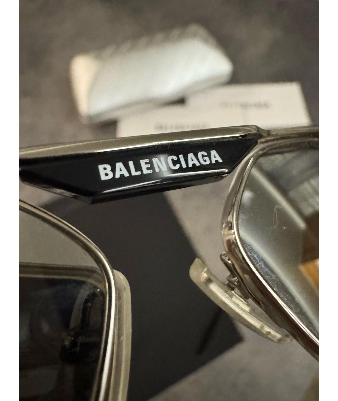 BALENCIAGA Серебряные металлические солнцезащитные очки, фото 3