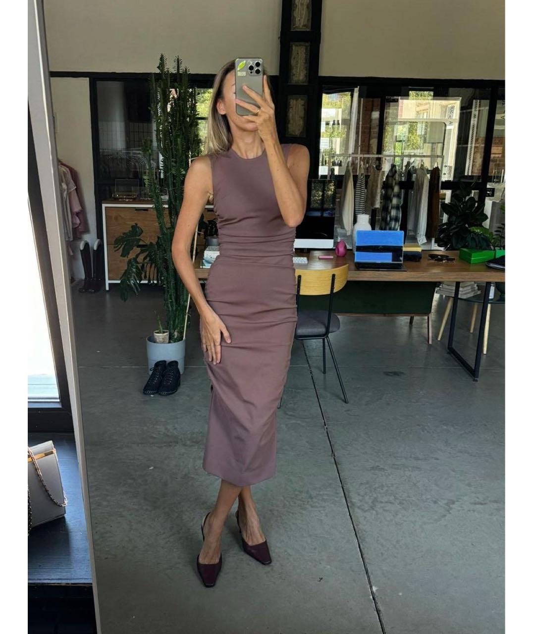 DOLCE&GABBANA Коралловое вискозное повседневное платье, фото 8