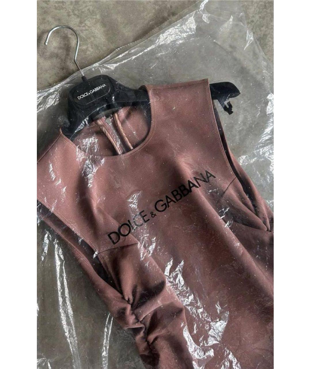 DOLCE&GABBANA Коралловое вискозное повседневное платье, фото 3